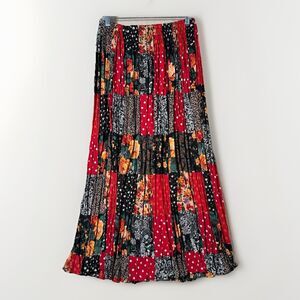 Vintage Clio Midi Skirt Patchwork Boho Whimsigoth Hippy 90s Floral Festival